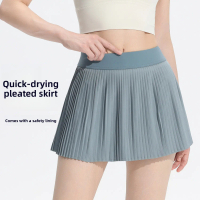 Lulu Sports Short Skirt Women Badminton Pleated Skirt Tennis Fitness Yoga Quick-Dry Golf Half Skirt 