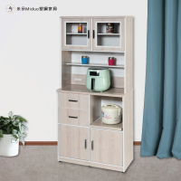 【Miduo 米朵塑鋼家具】2.8尺防水塑鋼 四門兩抽一拉盤塑鋼電器櫃上下座 收納餐櫃 碗盤櫃