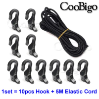 1set Heavy Duty Elastic Bungee Shock Cord Strap Stretch Plastic Hook for Car Luggage Tent Kayak Boat Canoe Bikes Rope Tie