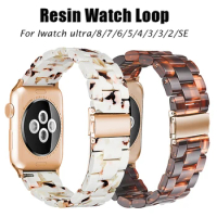 Resin strap for apple watch ultra band 8 7 49 44mm 40mm 42mm 38mm 41 45mm correa transparent Loop for iwatch 7 6 se series 5 4 3