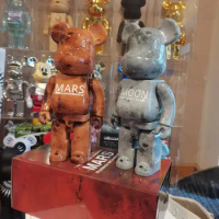 Bearbrick 400%28cm planet series Mars Earth map moon Earth surface trend Be@rBrick ABS plastic desktop collection figure