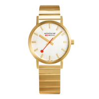【MONDAINE 瑞士國鐵】SBB Classic Metal腕錶 瑞士錶(36mm 金色/黑色)
