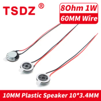 10PCS/lot Diameter 10MM Plastic Inner Tape Wire 60MM Small Speaker 8R 0.5W Micro Speaker With Double Sided Tape 8ohm 0.5W