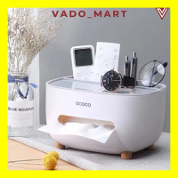 Hộp Đựng Giấy Ăn Kèm Ngăn Để Điện Thoại Điều Khiển Phụ Kiện ECOCO Chính Hãng, Hộp Đựng Giấy Để Bàn E