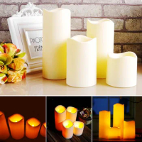 1pc LED Candles For Decoration Cylindrical Flickering Flameless LED Electronic Candle Tea Light Wedding Birthday Decor Tealight