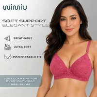 Wimiu BH Bra Wanita BH Tanpa Kawat Busa Sedang Motif Bunga 100123 Grey 38