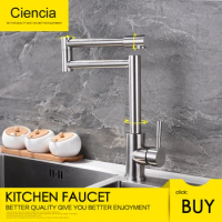 Ciencia SUS304 stainless steel 360 rotate folding extend single handle hot&amp;cold water mixer taps kitchen sink faucet