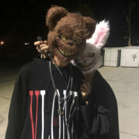 2022 Clown Bunny Scary Halloween Mask Bloody Killer Rabbit Mask Teddy Bear Halloween Plush Cosplay Horror Mask For Kids Adults