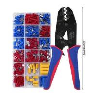 Crimping Pliers Cable Lugs Set Wire Crimping Tool Kits Adjustable Ratchat Crimper Plier with 300Pcs Cable Lugs Durable