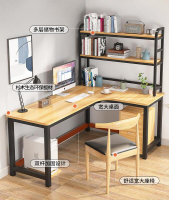 折扣✅電腦臺式桌轉角實木書桌書架置物架組合臥室簡約電腦桌子L型書桌