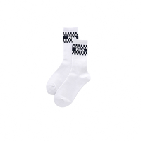 FILA 素色格紋造型中筒襪-白色 SCY-1301-WT