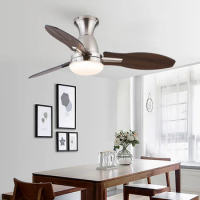36/42 inch Sliver Quiet Motor Electric fan with 3-Blade Solid Wood for Living Room Lights Remote Control Ceiling Fan