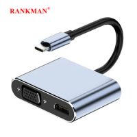 USB C Hub to 4K HDMI-Compatible VGA Type C PD Charging Docking Adapter for MacBook iPad iPhone 15 Samsung S20 Dex TV Monitor