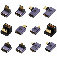 ตัวแปลงที่รองรับ HDMI, 90 องศา, ความละเอียด 2.1 UHD, ขนาดมินิ / ไมโคร HD เป็น HDMI, อะแดปเตอร์ HDTV,