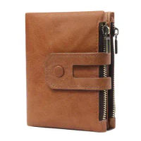 Leather Wallets for Men Women - RFID Blocking Bifold Wallet - Retro Wallet - Mens Wallet Bifold Leather - Soft Wallet Double Zip