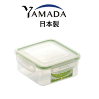 日本製【YAMADA】綠邊扣環式保鮮盒 600ml