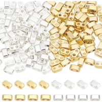 160pcs 2-Hole Seed Beads 24K Gold Plated Tila Beads Multi-Strand Linking Connectors Hematite Beads