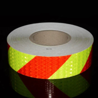 5cm*10m Fluorescent Reflective Tape Outdoor Waterproof Arrow Twill Conspicuity Reflectors Hazard Caution Adhesive Safety Sticker