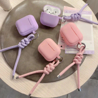 Ốp Silicon, Màu Hồng, Dành Cho AirPods 4 3 2 1 Pro 2, Ốp Có Dây Treo Dệt, Ốp Tai Nghe, Dành Cho AirP