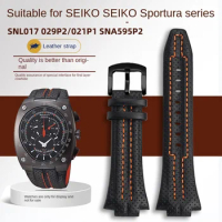 For SEIKO SNL Leather Strap 27x15mm Sportura Series SNL017 SNL029P2 SNL021P1 SNA595P2 Watch Strap Men's Wrist Strap Seiko Parts