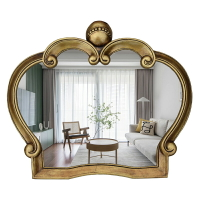 歐式皇冠化妝鏡金色浴室鏡試衣鏡美式復古化妝美容鏡壁掛衛浴鏡子