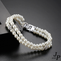 【Jpqueen】優雅貴氣雙排珍珠手鍊(白銀色)