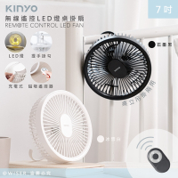 KINYO 充插兩用7吋USB風扇壁DC扇掛扇循環扇 UF-7065 遙控/LED/易拆洗-2色任選