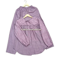 LUNA ONE SET POLO LINEN PREMIUM KOMBINASI BRUKAT BAHAN ADEM DAN LEMBUT KANCING DEPAN BUSUI FRIENDLY