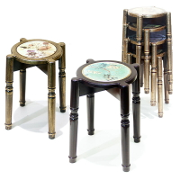 北歐凳家用實木圓凳簡約整裝板凳歐式餐桌凳創意體奢凳