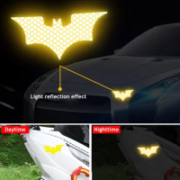 3Pcs Car Reflective Sticker Reflective Tape Warning Stickers Night Safe Bat Style Decoration Motorcycle Helmet Decal Accessories