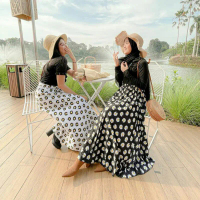 Daisy /Rok Sifon Panjang Tengah Wanita Daisy a-Line Pinggang Tinggi Bersih/ Rok plisket rok panjang