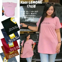 [DasterZahra] Kaos Spandex Lemone 176SB Size LD 107 Motif polos Oversize Wanita Panjang Baju
