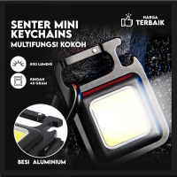 Senter Mini LED COB Gantungan Kunci Besi Lampu Kecil Keychain Camping Alumunium Cas USB Type-C
