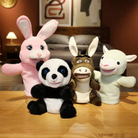 Cartoon Alpaca Donkey Rabbit Panda Plush Toys Hand Puppets Funny Hand Puppets for Kids Muppets Parent-child Interactive Game
