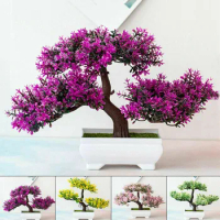 Artificial Plant Pine Bonsai Small Tree Fake Flower Plants Potted Ornaments For Garden Decoration Bonsai Home Decor