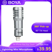 BOYA Lighning Microphone MFi Certificated 360° Condenser Mic for iPhone 12 Mini 11 Xs Xr Pro Max SE 8 7 Plus iPad iPod Touch