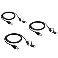 1M/1.5M/2M Micro USB+Type C Male to USB Type-B Male Date Line Printer Cable for Scanner Piano MIDI Controller Microphone