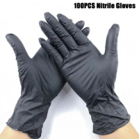 Sdotter 100PCS Black Disposable Nitrile Gloves For Tattoo Kitchen Mechanic Laboratory Safety Waterproof Tattoo Nitrile Gloves