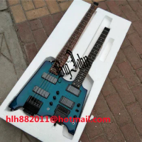 New Big John Double Neck Headless electric guitar,4 strings electric bass Upper&amp;6 Strings Guitar Lower in Blue BJ-238