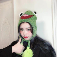 The Muppets show Kermit frog Plush knit Hat Cap Halloween Costume cosplay Hat Hallowmas