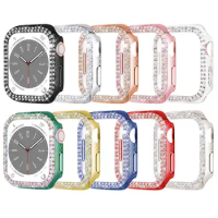 Diamond case for Apple Watch series 9 8 7 45mm 41mm/42/38mm PC Bumper protector Accessories for iwatch band 6 5 4 3 Se 40mm/44mm