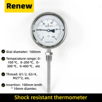 0-400℃ G1/2 100mm Probe 10mm Diameter Bimetal Shock-resistant Radial Thermometer