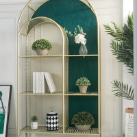 Living room display arched bookshelf storage shelf bookcase by wall metal floor type light luxury storage
