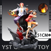 One Piece Figure 51cm Luffy Red Hair Shanks Anime Figures with Light Gk Figurine Pvc Statue Model Doll Decoration Kid Toy Gifts
