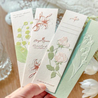 20pcs Natural Imprint Embossed Flower Bookmark Paper Bookmarks Tab for Books Kids cute Stationery Student School Supplies