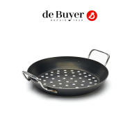 【de Buyer 畢耶】『輕礦藍鐵系列』雙握耳沖孔蔬菜燒烤盤28cm/鐵鍋