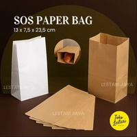 Kantong Kertas Kemasan SOS / Paperbag SOS 4 Untuk Snack / Ayam Goreng / Roti Kue / Hampers dll Cokla