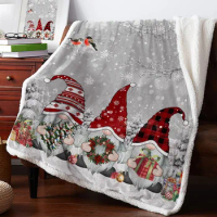 Christmas Snow Scene Snowflakes Gnome Cashmere Blanket Winter Warm Soft Throw Blankets for Beds Sofa Wool Blanket Bedspread