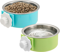 2 Pieces Crate Dog Bowl, Removable Stainless Steel  Kennel Hanging Food Water Feeder Bowl Cage Coop 