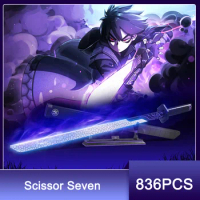800+PCS Anime Scissor Seven Assassin Blade Sword Building Blocks Ninja Knife Weapon Katana Glow At Night Bricks Toy Kid Boy Gift
